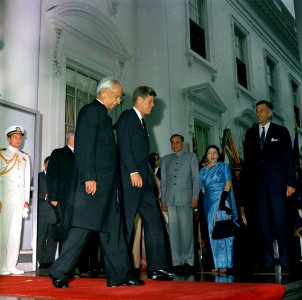 President John F. Kennedy and President Dr. Sarvepalli Radhakrishnan of India Depart White House