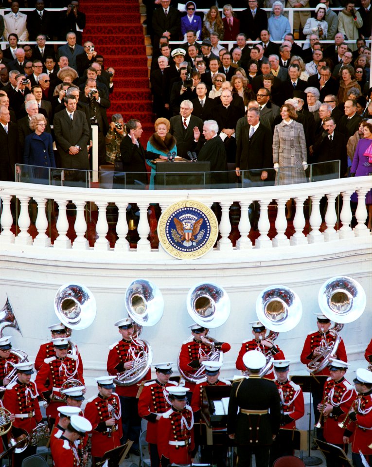 President Richard Nixon Taking the Oath of Office during his Second Inauguration