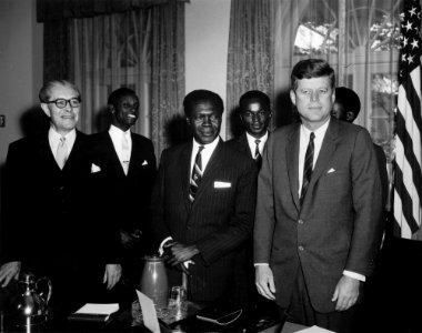 President John F. Kennedy with Prime Minister of Uganda, A. Milton Obote, and Ugandan Officials photo
