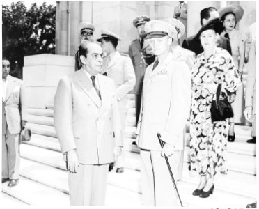 President Romulo Gallegos of Venezuela visits the Lincoln Memorial. In this picture, Mrs. Gallegos is at right. - NARA - 199832