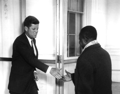 President John F. Kennedy Greets President Ahmadou Ahidjo of Cameroon