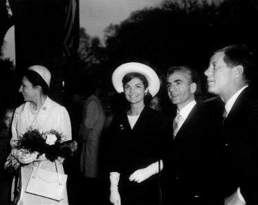 President John F. Kennedy, First Lady Jacqueline Kennedy, Mohammad Reza Pahlavi, and Farah Pahlavi