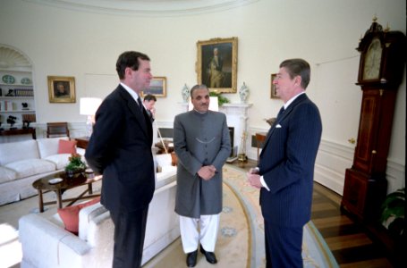 President Ronald Reagan and Bill Clark meeting with President Mohammad Zia Ul Haq