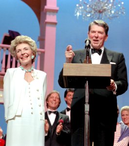 President Ronald Reagan and Nancy Reagan Attending the Ford's Theater Festival Gala in Washington DC NARA 75854841 (cropped)