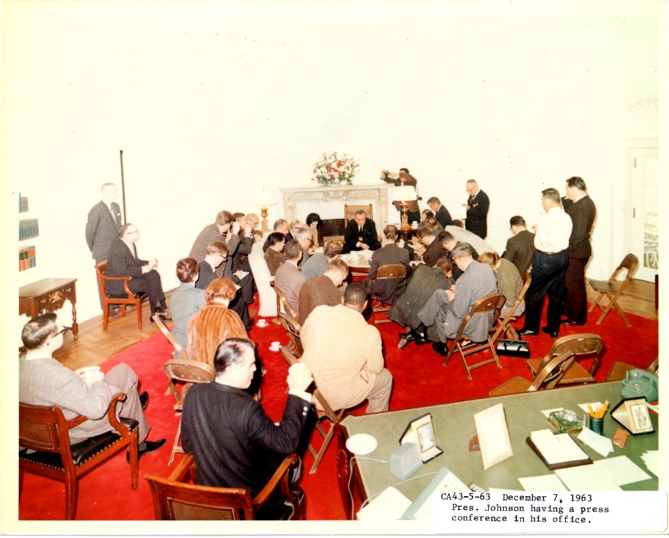 President Johnson with press 1963 (7)