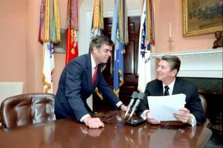 President Ronald Reagan and John Block