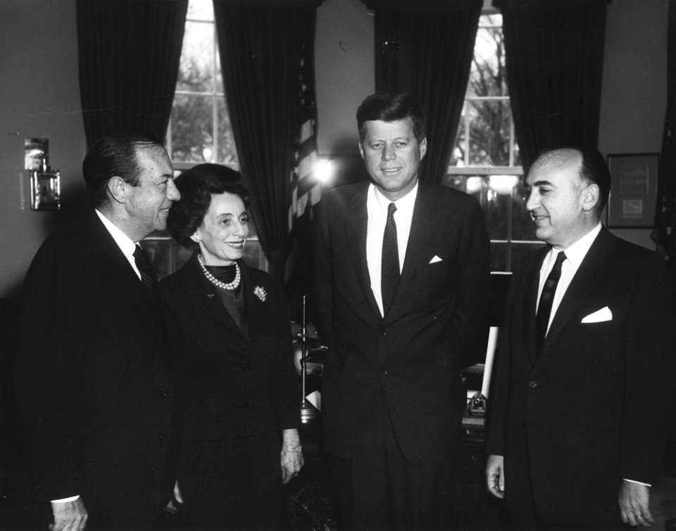 President John F. Kennedy Meets with Planning Group for New York's Birthday Salute to the President JFKWHP-AR7140-B