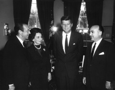 President John F. Kennedy Meets with Planning Group for New York's Birthday Salute to the President JFKWHP-AR7140-B