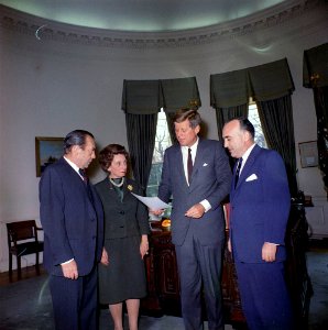 President John F. Kennedy Meets with Planning Group for New York's Birthday Salute to the President JFKWHP-KN-C20812