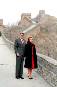 President Ronald Reagan and Nancy Reagan visit the Great Wall
