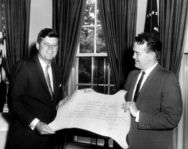 President John F. Kennedy Meets with Senator Quentin N. Burdick of North Dakota (01)