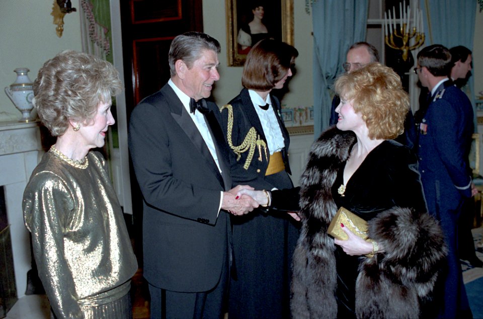 President Ronald Reagan and Nancy Reagan with Jessica Lange