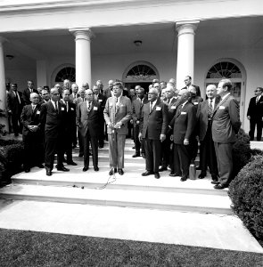 President John F. Kennedy Speaks to Representatives from United Negro Colleges Development Campaign JFKWHP-ST-415-3-63