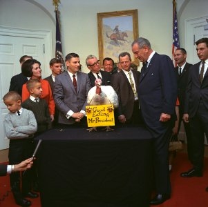 President Lyndon Johnson receives the 20th White House Thanksgiving Turkey 1967 002