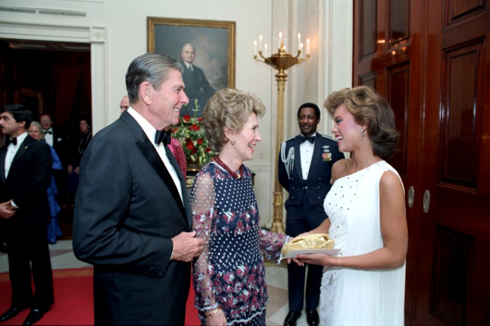 President Ronald Reagan and Nancy Reagan with Vanessa Williams
