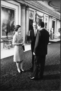 President Nixon chats with Queen Elizabeth II and Prince Phillip - NARA - 194605