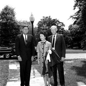 President John F. Kennedy with Aviator Charles A. Lindbergh and Anne Morrow Lindbergh