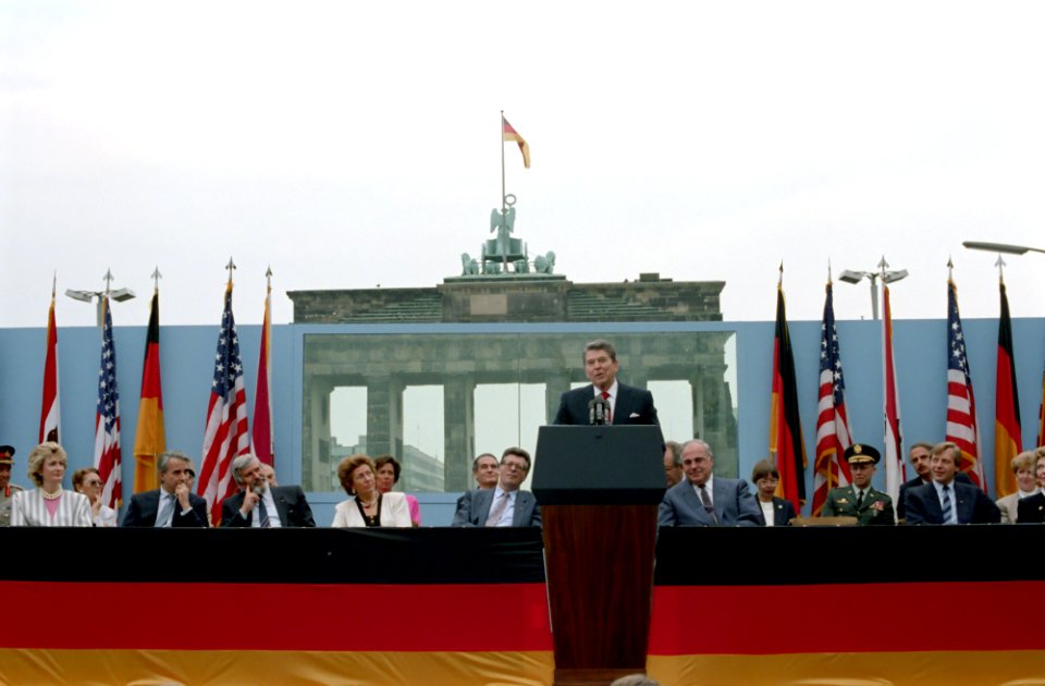 President Ronald Reagan making his Berlin Wall speech