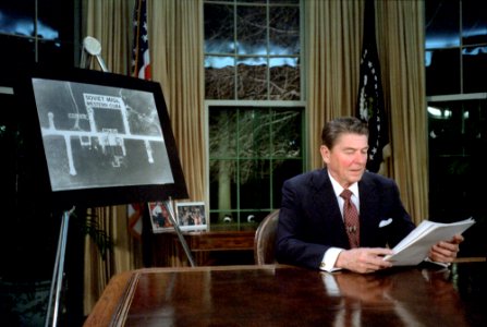 President Ronald Reagan addresses the Nation from the oval office on National Security (SDI Speech)