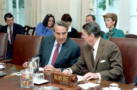 President Ronald Reagan and Bob Dole in the Cabinet Room
