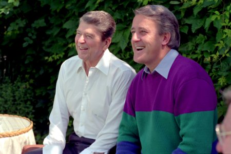 President Ronald Reagan and Brian Mulroney in Venice, Italy