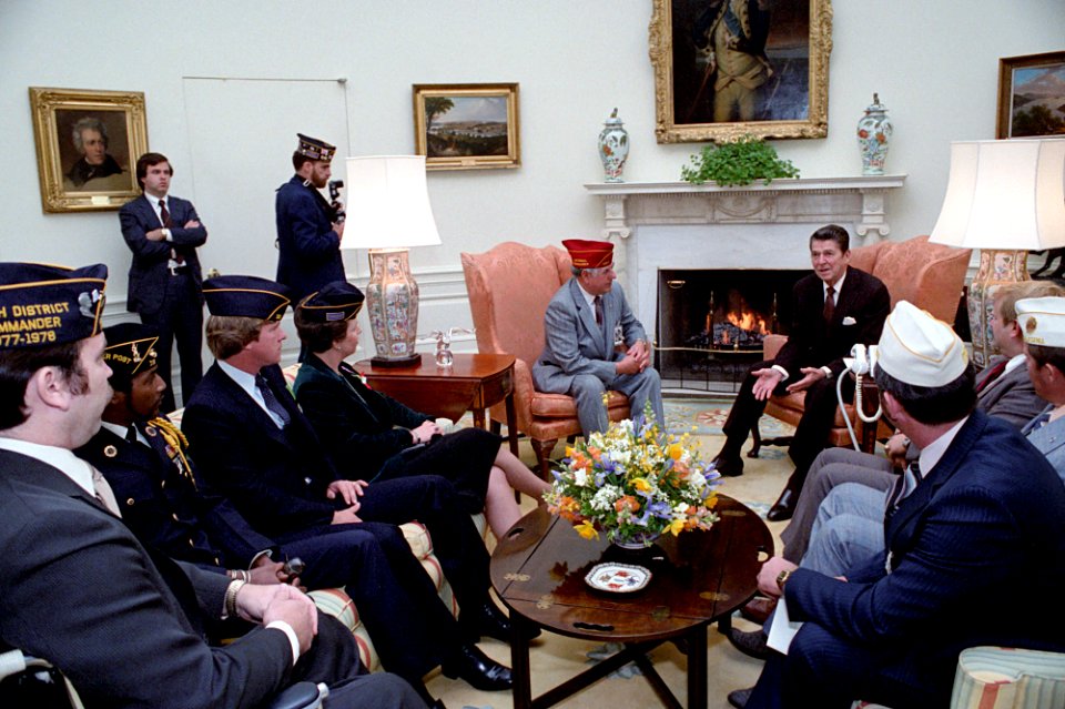 President Ronald Reagan meeting with the American Legion Birthday Week Leaders