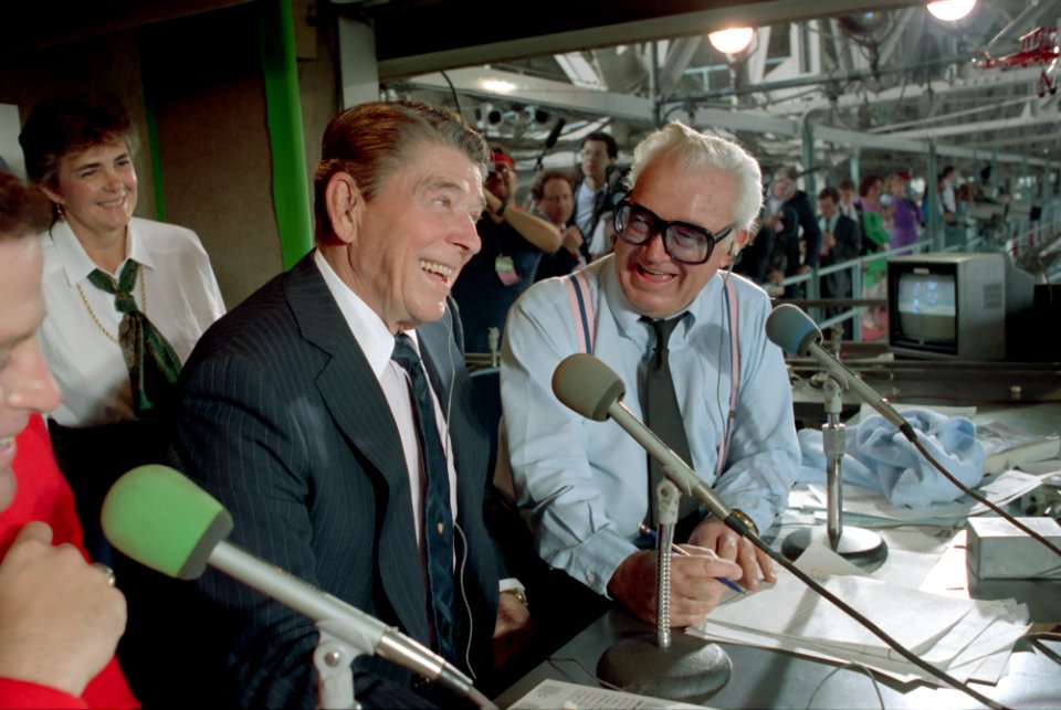 President Ronald Reagan and Harry Caray