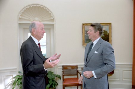 President Ronald Reagan and Holmes Tuttle photo