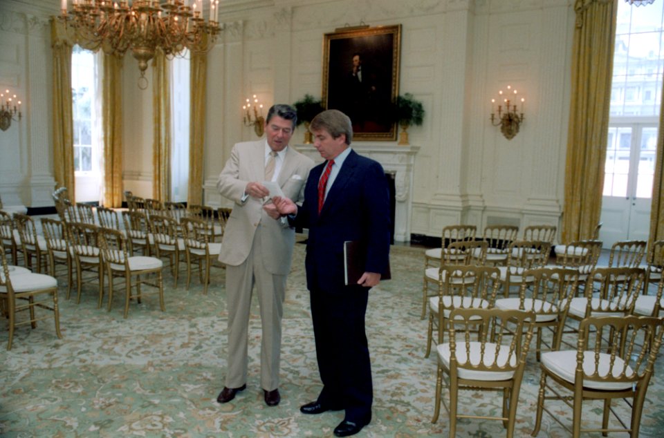 President Ronald Reagan and Larry Speakes
