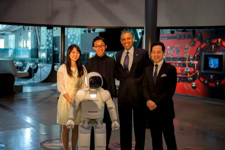 President Obama Poses for a Photo with ASIMO and Students - Flickr - East Asia and Pacific Media Hub