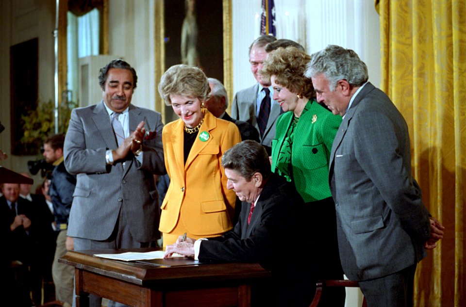 President Ronald Reagan signing the Anti Drug Abuse Act of 1986