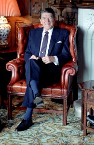 President Ronald Reagan Sitting at Ashford Castle in Ireland