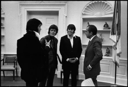 President Richard M. Nixon Meeting Elvis Presley And Two of His Associates Jerry Schilling And Sonny West - NARA - 194704