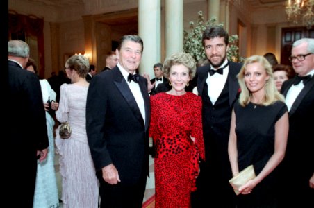 President Ronald Reagan and Nancy Reagan with Cheryl Ladd and Brian Russell