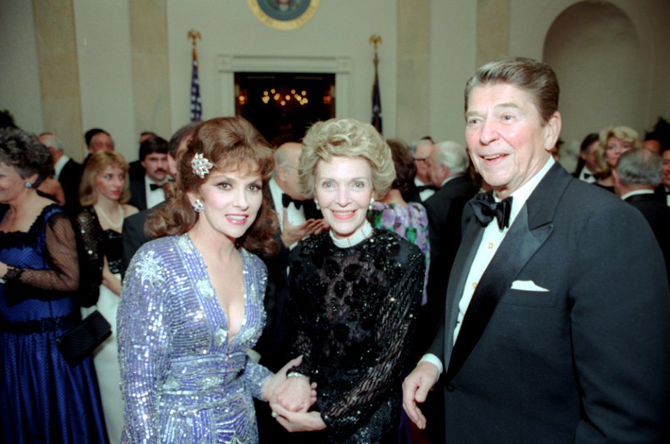 President Ronald Reagan and Nancy Reagan with Gina Lollobrigida