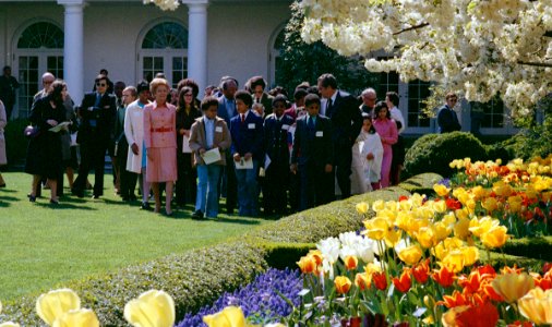 President Richard Nixon and First Lady Pat Nixon Giving a Tour of the White House Rose Garden