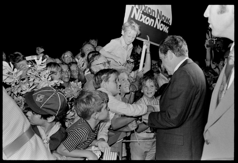 President Richard Nixon and Pat Nixon Greet Children and Supporters upon Arrival in Key Biscayne, Florida