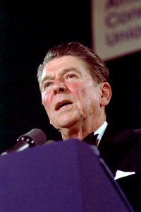 President Ronald Reagan speaking at a Reception for Conservative Political Action Conference