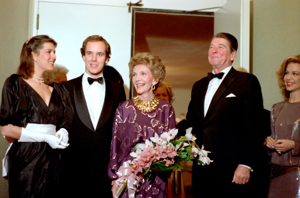 President Ronald Reagan and Nancy Reagan with Princess Caroline and Prince Albert