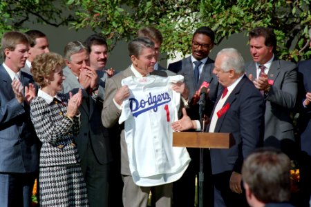 President Ronald Reagan and Nancy Reagan with Tommy Lasorda photo