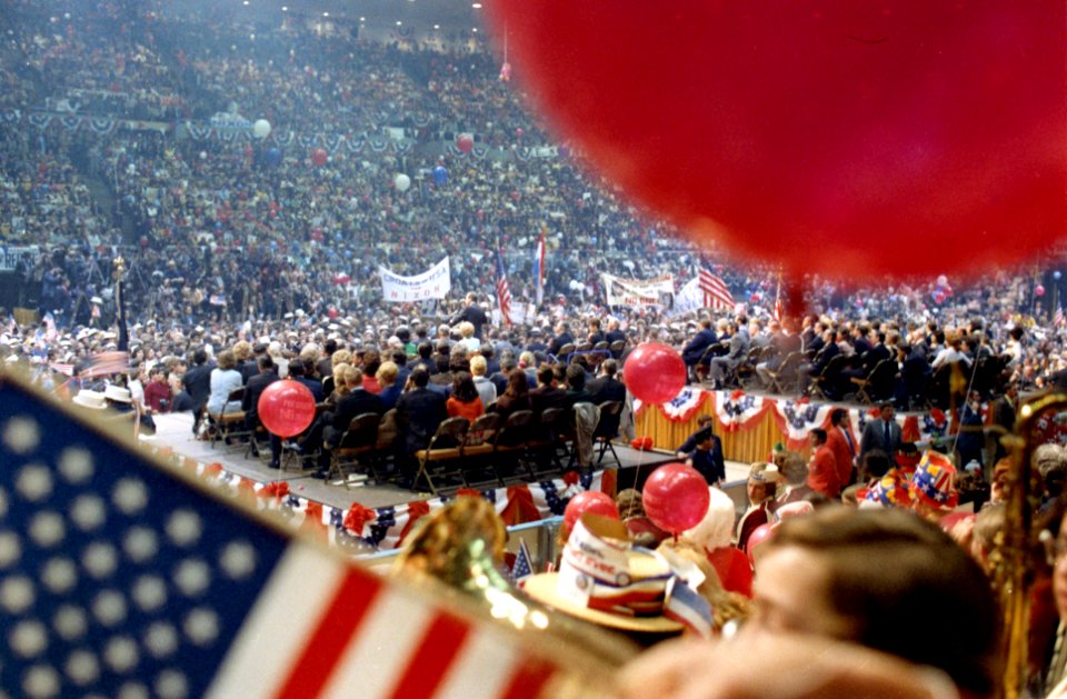 President Richard Nixon at Nassau Veterans Memorial Coliseum in Uniondale, New York