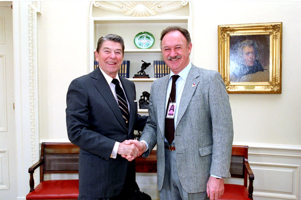 President Ronald Reagan with Gene Hackman