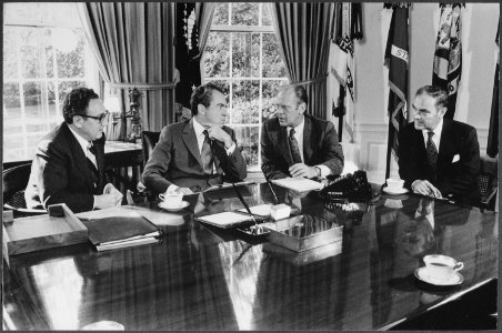 President Richard Nixon meeting with Gerald Ford, Henry Kissinger, and Alexander Haig photo