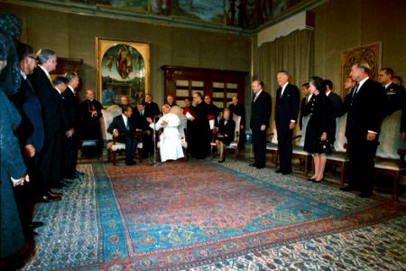 President Richard Nixon meeting with Pope Paul VI during a visit to the Vatican photo