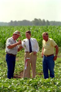 President Ronald Reagan visits the Krone Family Farm in Du Quoin, Illinois