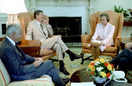 President Ronald Reagan with Sandra Day O'Connor and William French Smith