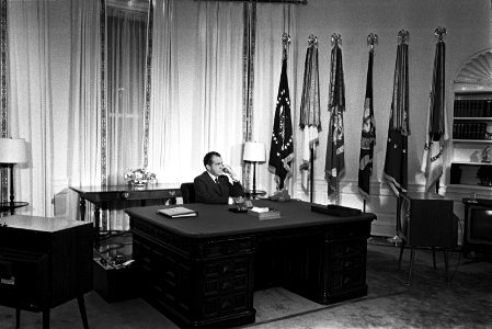 President Richard Nixon Speaking by Telephone to the Apollo 11 Astronauts on the Moon photo