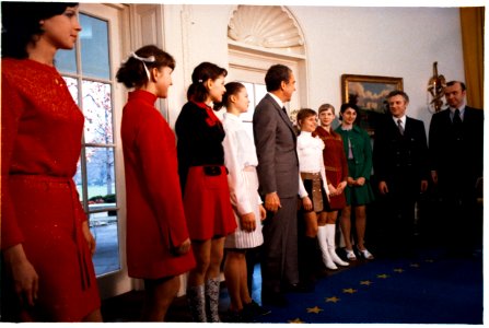 President Richard Nixon Standing in the Oval Office with Members of the Russian Soviet Women's Gymnastics Team