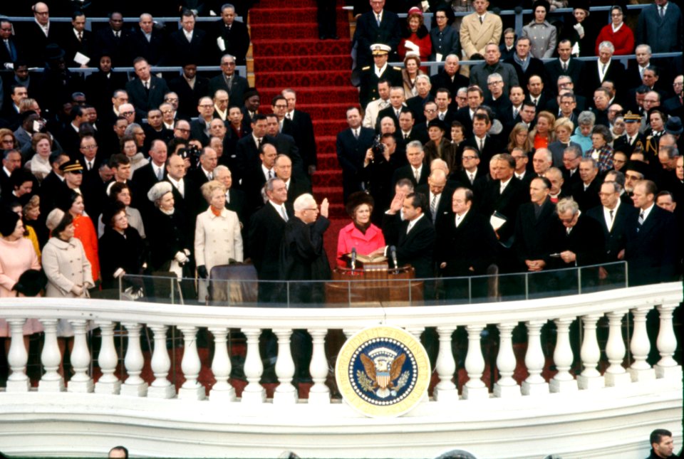 President Richard Nixon Takes the Oath of Office during his 1969 Inauguration