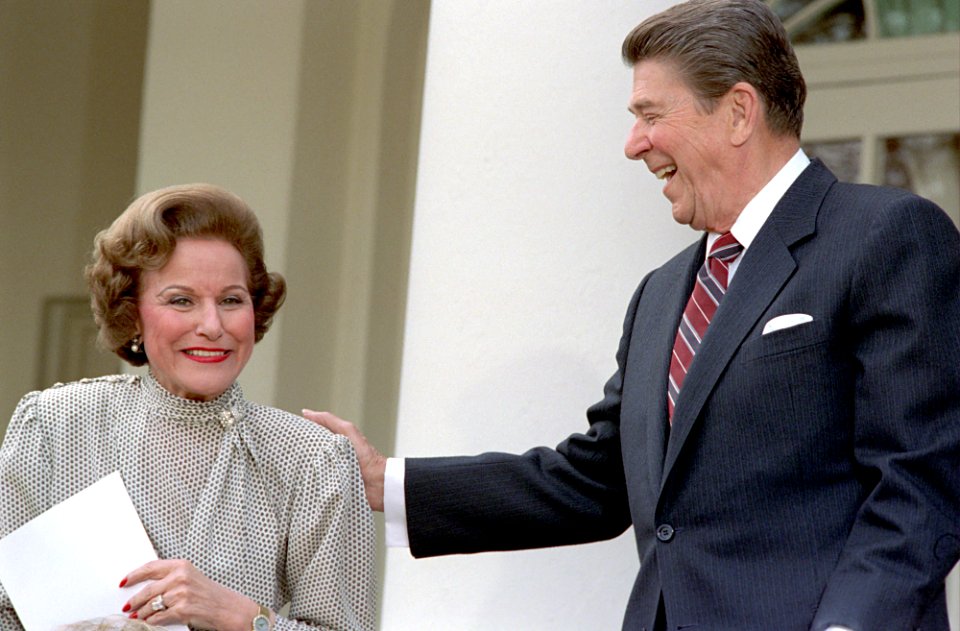 President Ronald Reagan with Abigail Van Buren in the Rose Garden